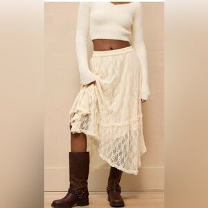AE High-Waisted Handkerchief Hem Lace Maxi Skirt